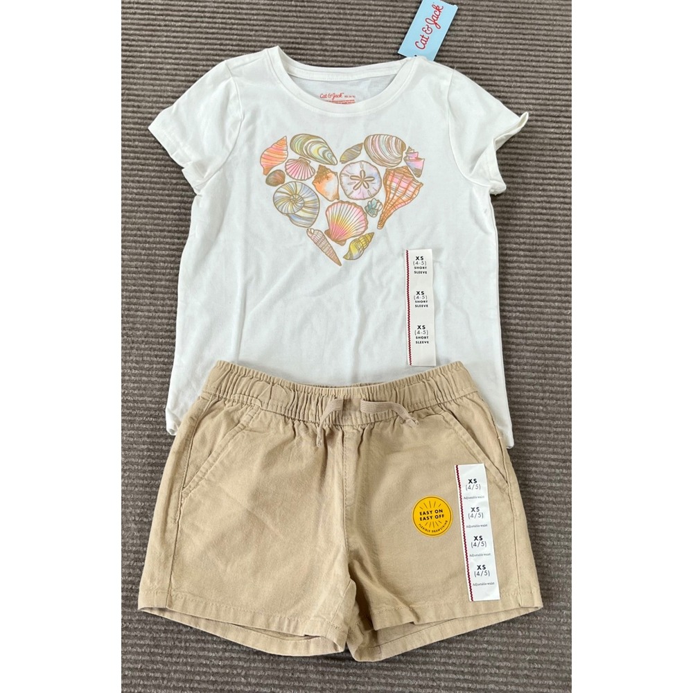 Girls Sz XS Cat & Jack Tshirt & Pull-on Shorts Bundle GIRLS NWT SZ XS (4/5)